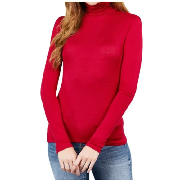 NWT-SOFT!Women's Rayon Jersey Turtleneck, Bold Red - Picture 1 of 3